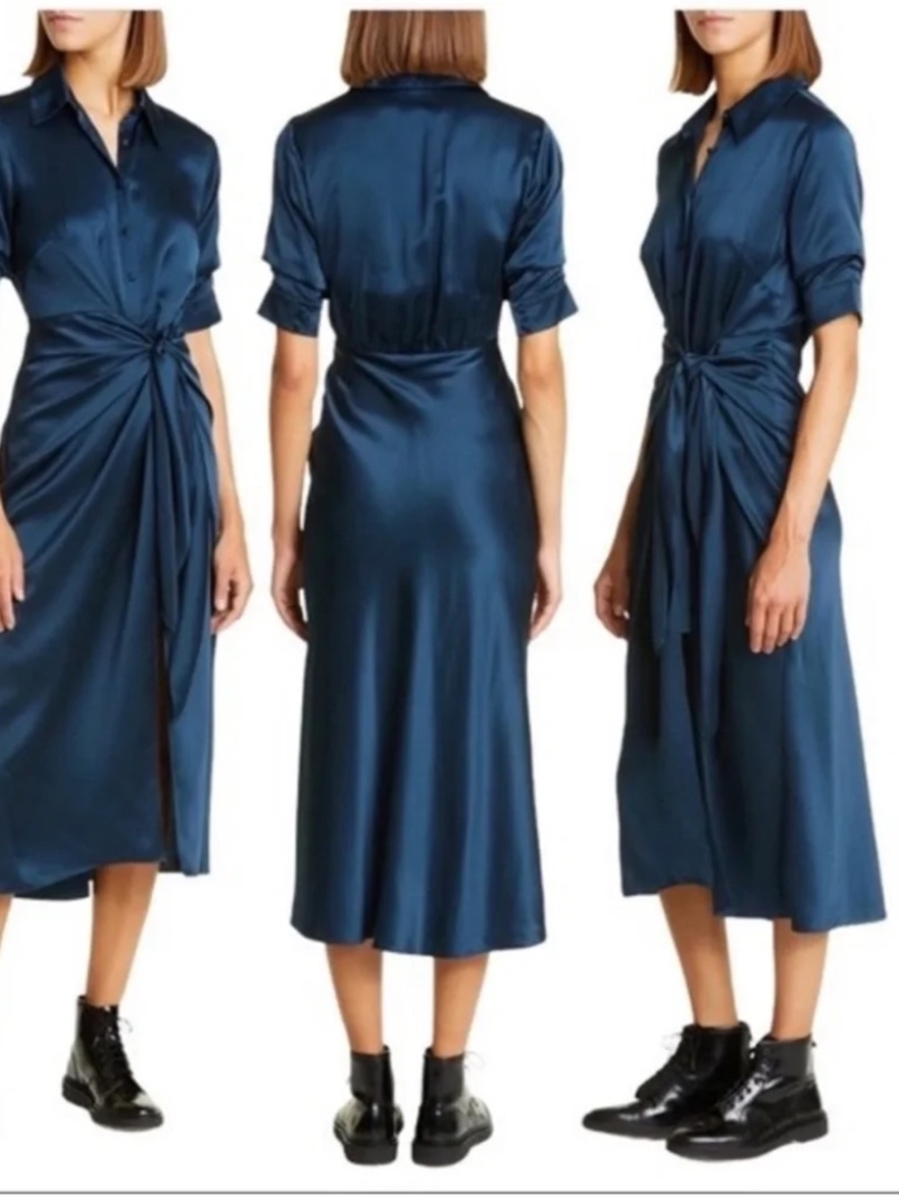 Cinq a Sept Jacey Silk Wrap Shirt Dress